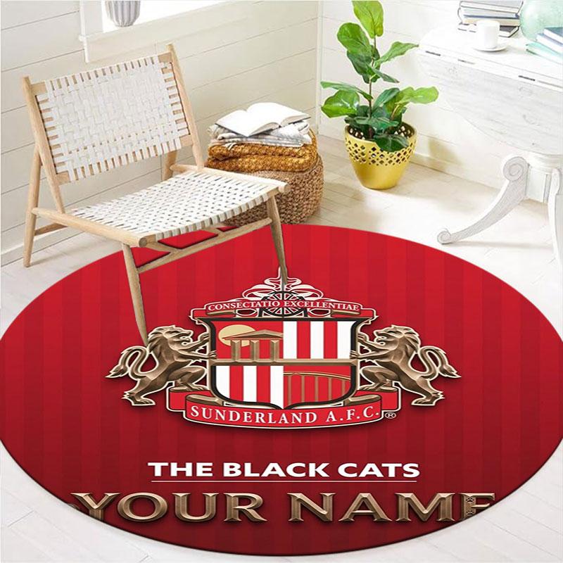 Sunderland A.F Custom Name Round Area Rug,Carpet Rug for Living Room Bedroom Sofa Playroom Decor,Non-slip Floor Mat