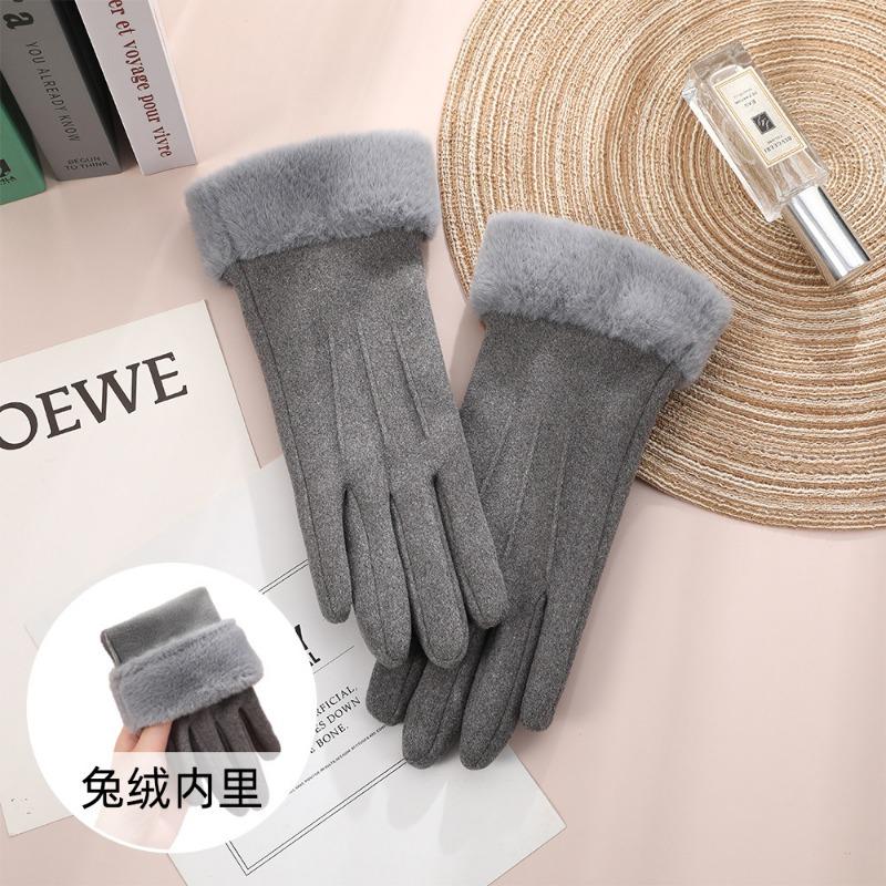 Fleecehandschuhe, Damen Herbst und Winter verdickt warm Reiten Kälte Fahren niedlich Kaninchen Samt Winter warme Handschuhe