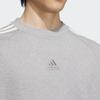 Adidas Spliced Stripes Logo Embroidered Round Neck Short Sleeve Drop Shoulder T-Shirt Unisex Tops Medium-Hemp-Gray JI6644