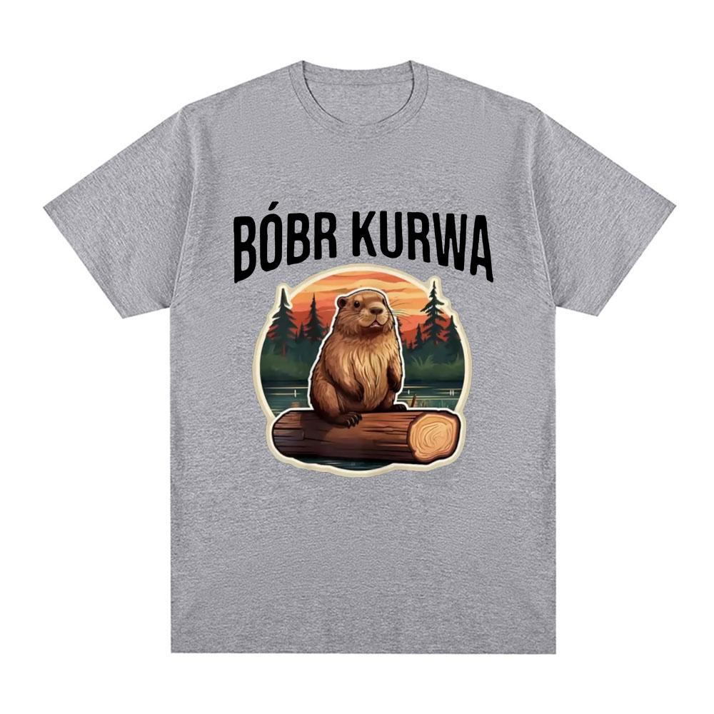 Bober Kurwa Bobr T-shirt Funny Meme Graphic Men's Women Fashion Hip Hop Short Sleeve Loose T-shirts 100% Cotton Comfort T Shirt