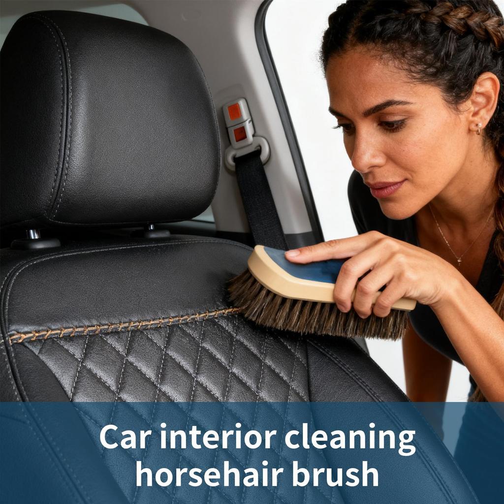 Car Brush Interior Horsehair Bristles Steering Wheel Duster Auto Upholstery Dusting Brush For Car Owners Sedan Truck SUV RV Air