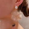 Glitter Snowflake Dangle Earrings Elegant Winter Pearl Snowflake Ear Cuff Women's  Jewelry Christmas Plush Earrings Women