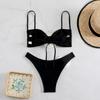 2Pcs/Set Women Sexy Bra High Tube 3D Flower Sling Bikini Set Top Bandeau Waist Briefs