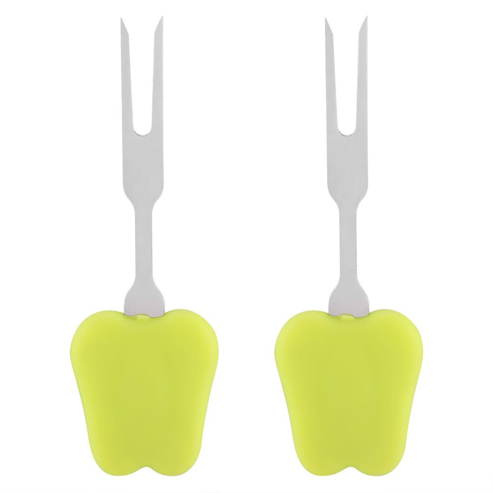 

2 шт. Вилки из нержавеющей стали для барбекю, шашлыки, домашняя кулинария, фруктовые закуски Green