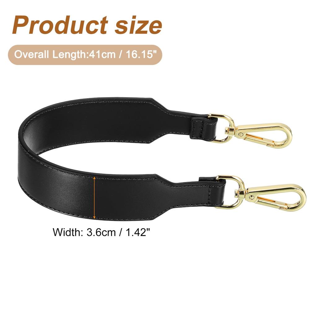 uxcell PU Leather Purse Handle Replacement Short Strap Clutch Bag Handle with Clasp for Crossbody and Black Gold Buckle Handbags, Wallets, Briefcases,