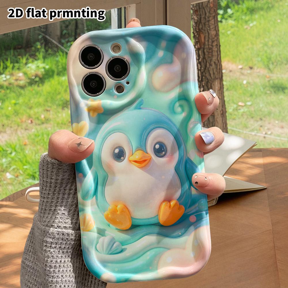 Phone Case: 2D Flat Design Suitable for iPhone 18 17 16 15 14 13 Pro Protective Case, Jelly Little Penguin, Perfect Christmas and Halloween Holiday Gi