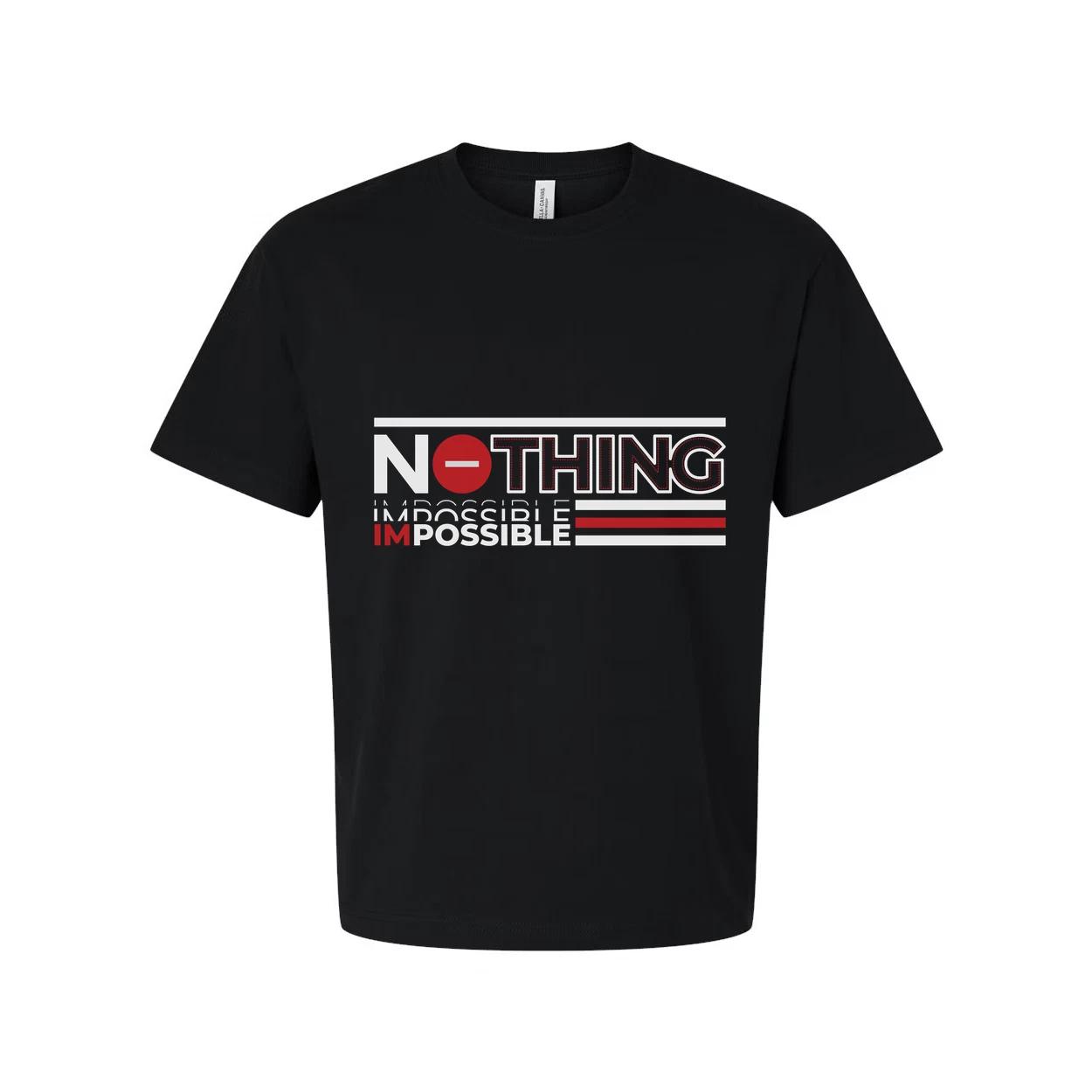 Nothing Is Impossible Graphic Unisex T Shirt White Short Sleeve Crew Neck Cotton M
