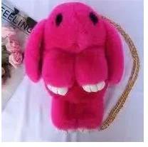 Cute Fluffy Rabbit Fur Pompoms Chain Bag Women Cartoon Rabbit Sling Bag Fluffy Bunny Shoulder Plush Backpack Girls Birthday Gift