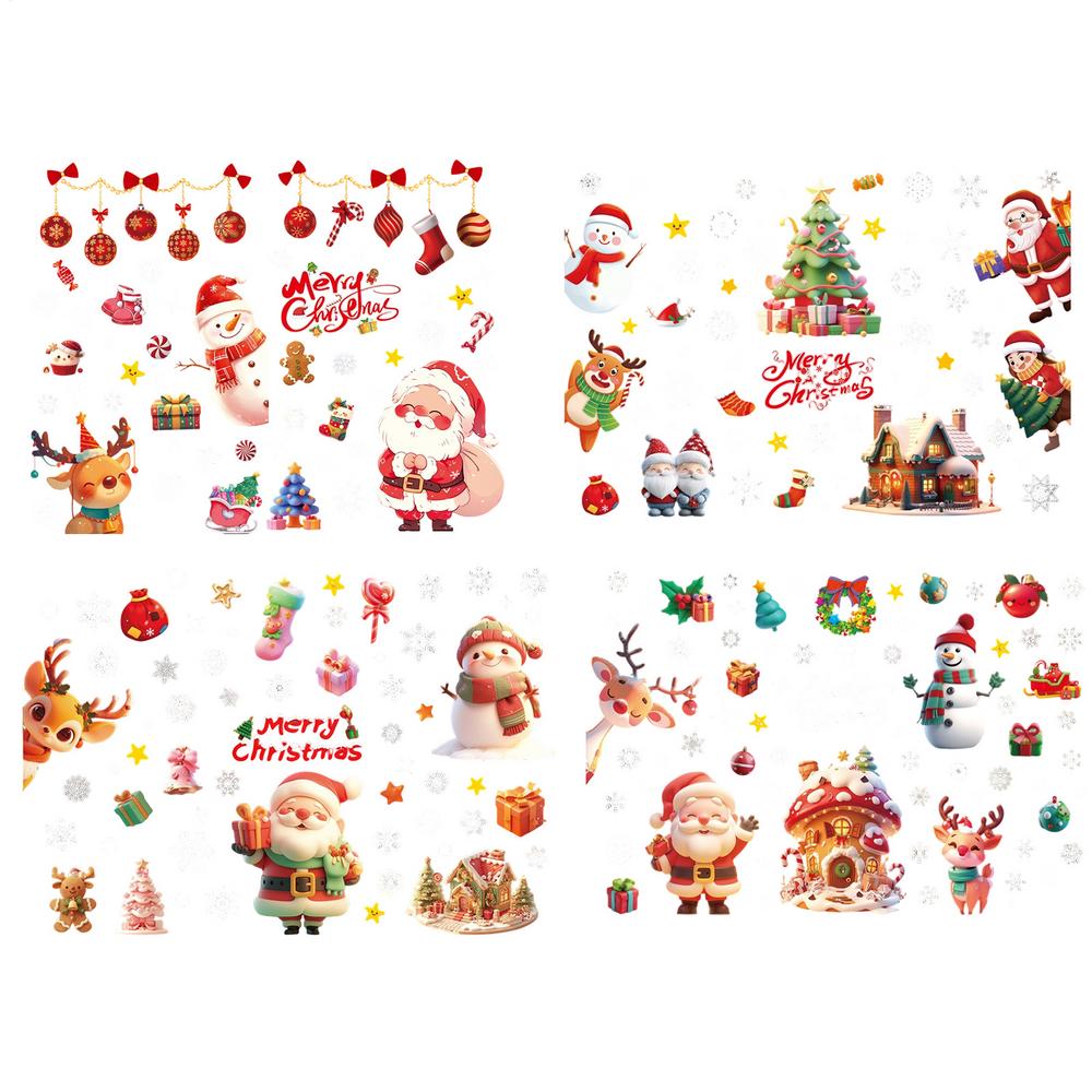 

Holiday Window Clings 4 Sheet Santa Snowman Deer Window Stickers Christmas Wall Glass Clings For Winter Home Party Outdoor