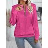 Ladies, Casual, Collar Zipper, Long Sleeved Hoodie, Women's Clothing, T-shirt