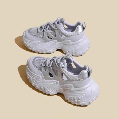 Durian Fond Creux Chaussures de Papa Femme Été Nouveau Semelle Épaisse Mesh Ascenseur Respirant Tout-Match Baskets Décontractées