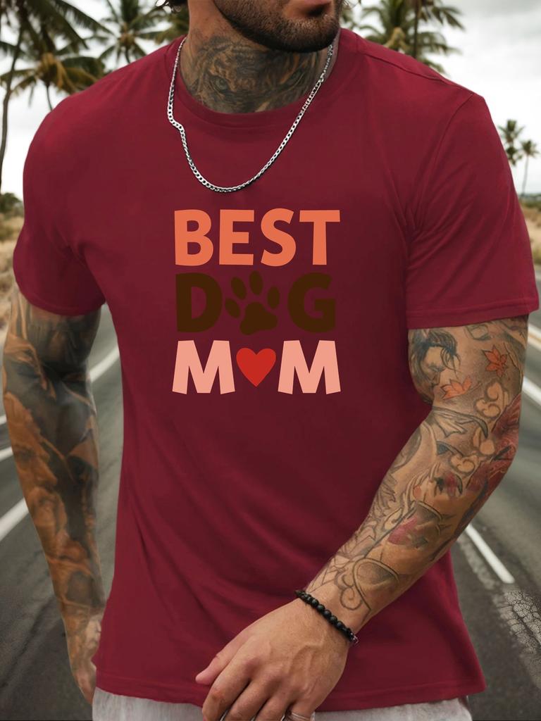 Short Sleeve TShirt BEST DOG MOM Mens 100 Cotton Pattern Printed Shirt Summer Round Neck Breathable Casual Fashion Cool Tee