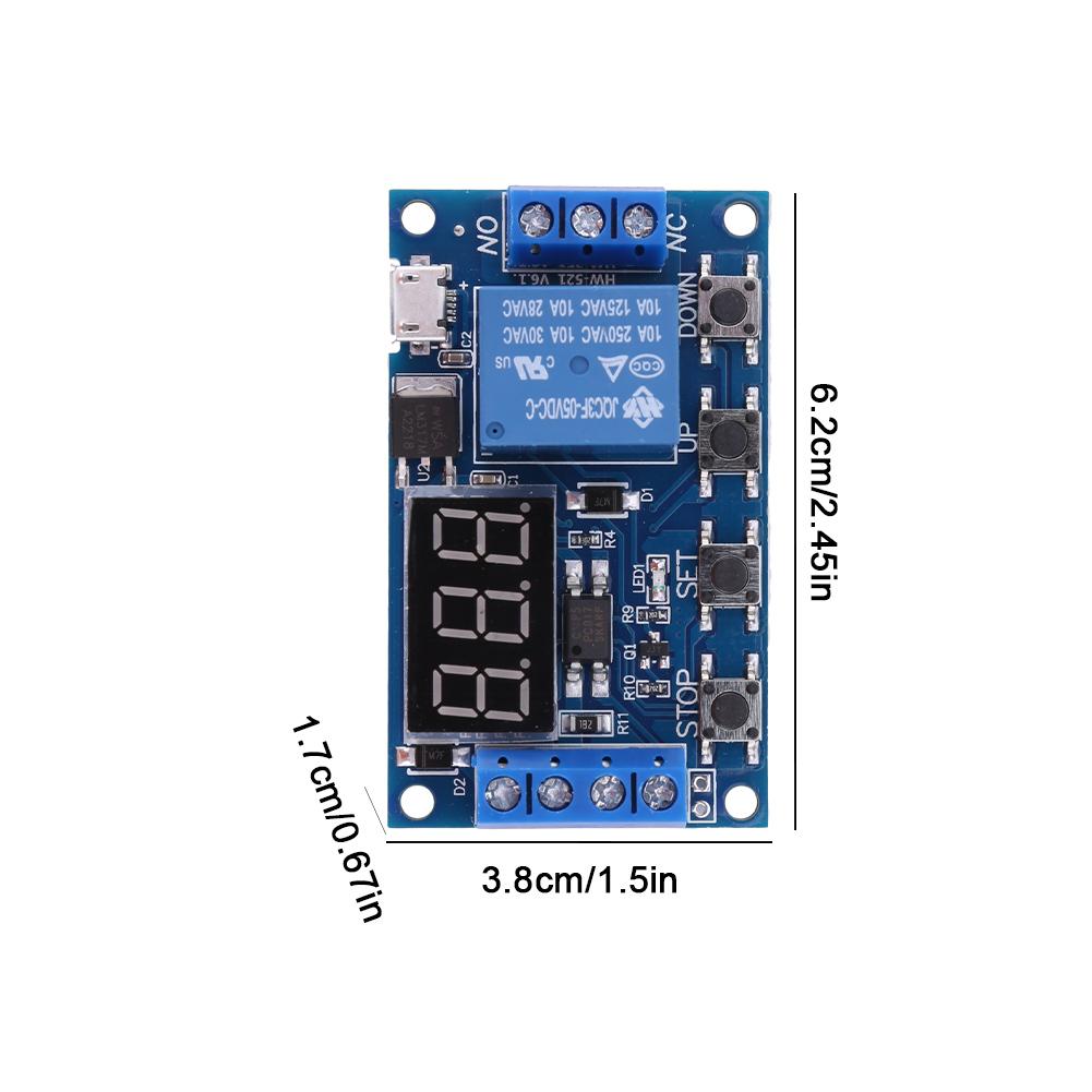1 Way Relay Module Times Delay Board 4 Button Cycle Timer Delay Trigger Disconnect Module with LED Display Electronic Components