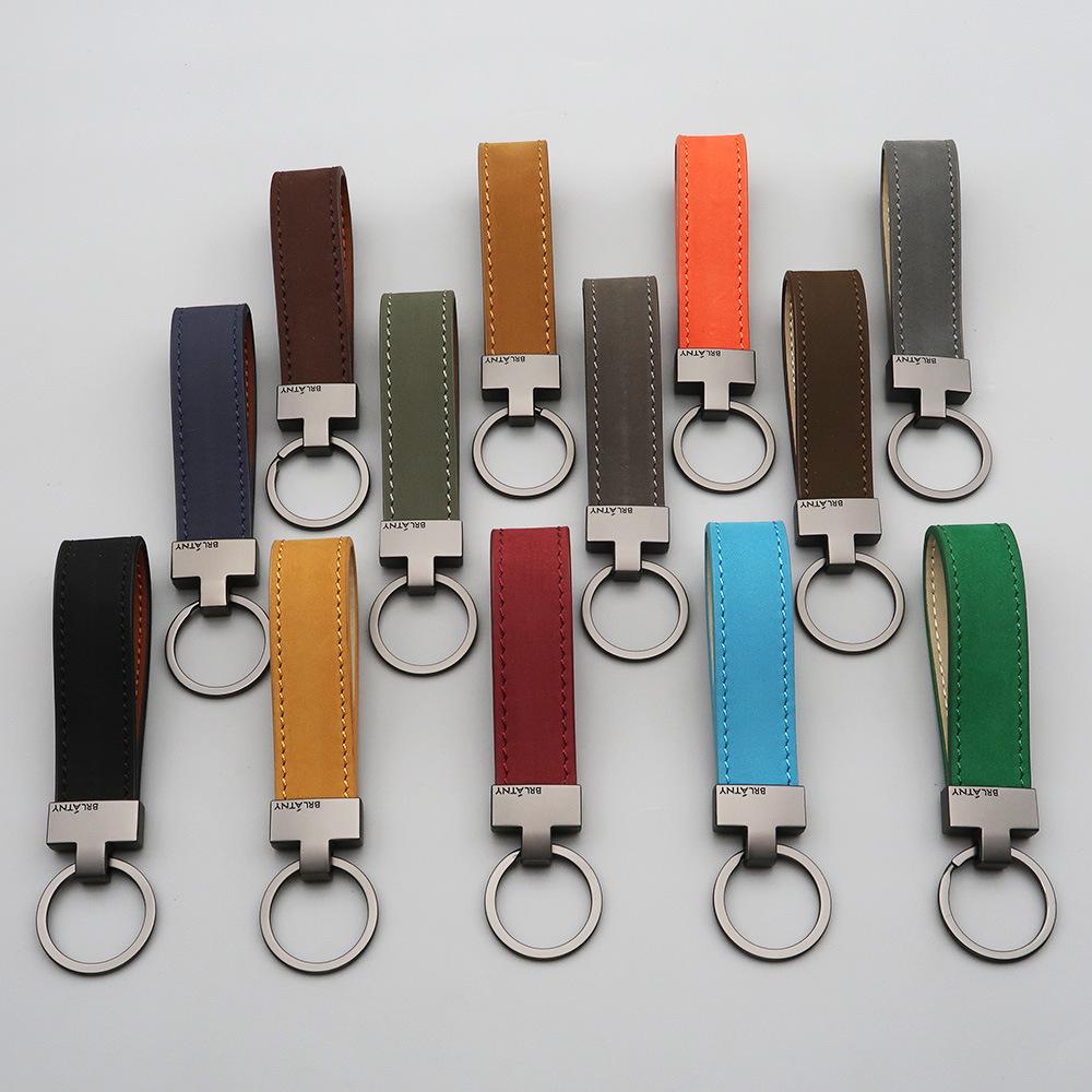 Belleterny Frosted Genuine Leather Keychain - Luxury Keyring Pendant with Logo Customization.