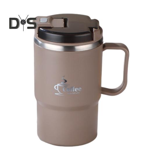 

Кофейная кружка из нержавеющей стали, термостакан для воды с крышкой-соломинкой для отделения чая и складной ложкой, дорожная кружка без содержания бисфенола А кофейный