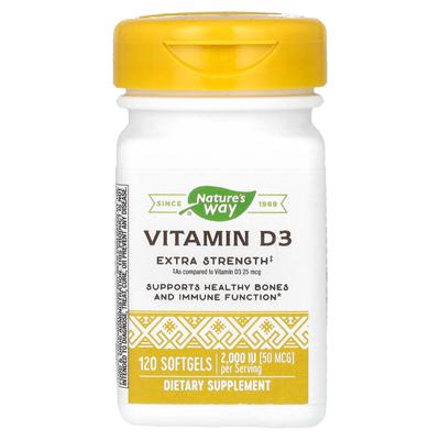 Vitamin D3, Extra Stärke, 2.000 IE (50 Mcg), 120 Weichkapseln
