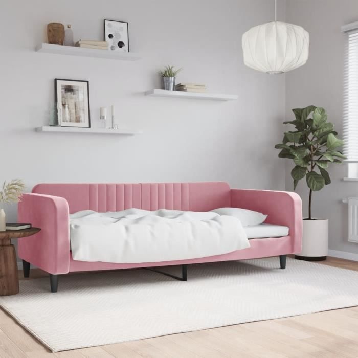 VidaXL Lit de repos rose 90x200 cm velours 354089