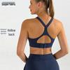 Women's Ribbed Halter Neck Yoga Top with Long Sleeves and Pads - High Elastic Cropped Fitness Top for Autumn/Winter