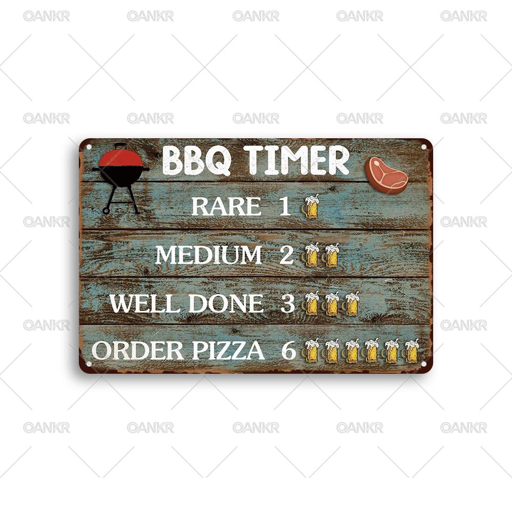 Vintage BBQ Rules Metal Poster Tin Sign Perfect Gift Retro Barbecue Art Poster Metal Signs for Backyard Bar Garden Wall Deocor