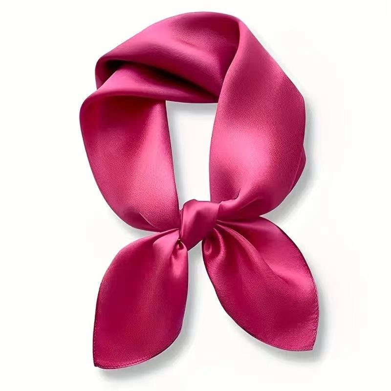 100% Natuurlijke Zijden Sjaal Dames effen Foulard Hoge Kwaliteit Dames Hoofddoek Sjaal Wikkel Vierkant Mode Hijab Bandana Sjaals Y1956YY-Real Silk 65x65cm pink