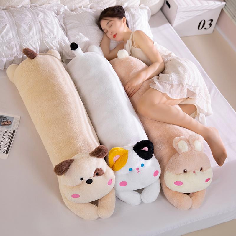 Cute Stuffed Long Pillow Cartoon Rabbit Dog Cat Shape Plush Toys Cushion for Sofa Chair Home Decoration Long Pillow Gift Decor