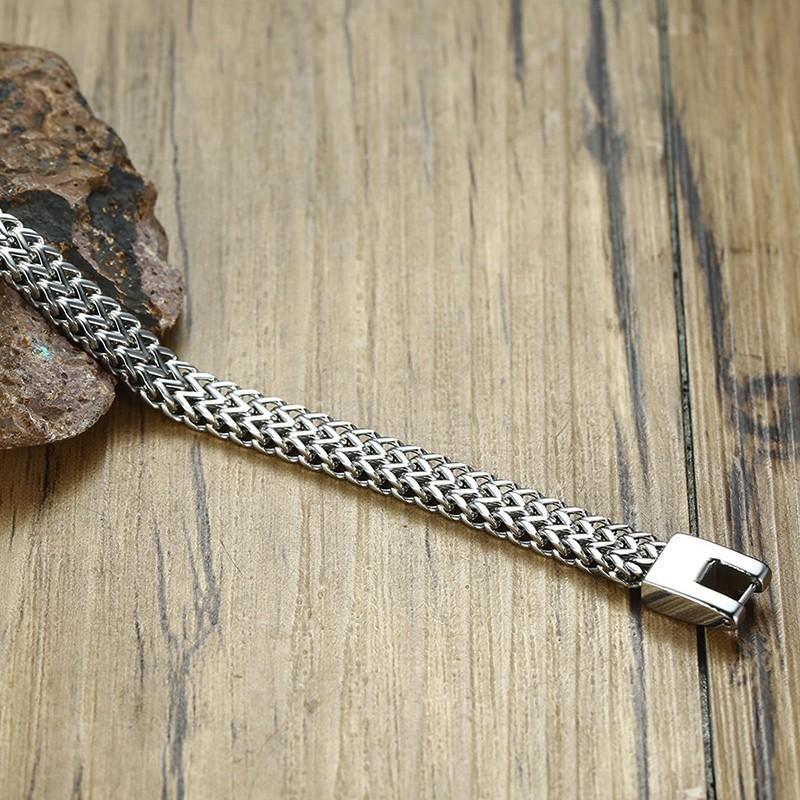Stylish Stainless Steel Bali Foxtail Chain Bracelet for Men,Double Franco Link Chain Bracelets,Male Jewelry Gift for Dad Son