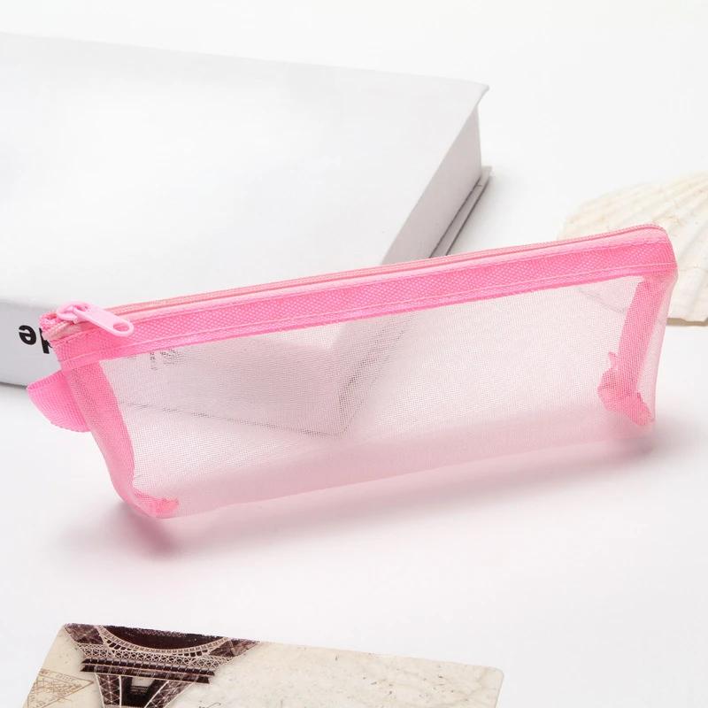 

Студенты, видимые сетчатые сумки для хранения, большая емкость, пенал для ручек, ящик для хранения канцелярских принадлежностей, кисти для макияжа, сумка-органайзер для туалетных принадлежностей розовый