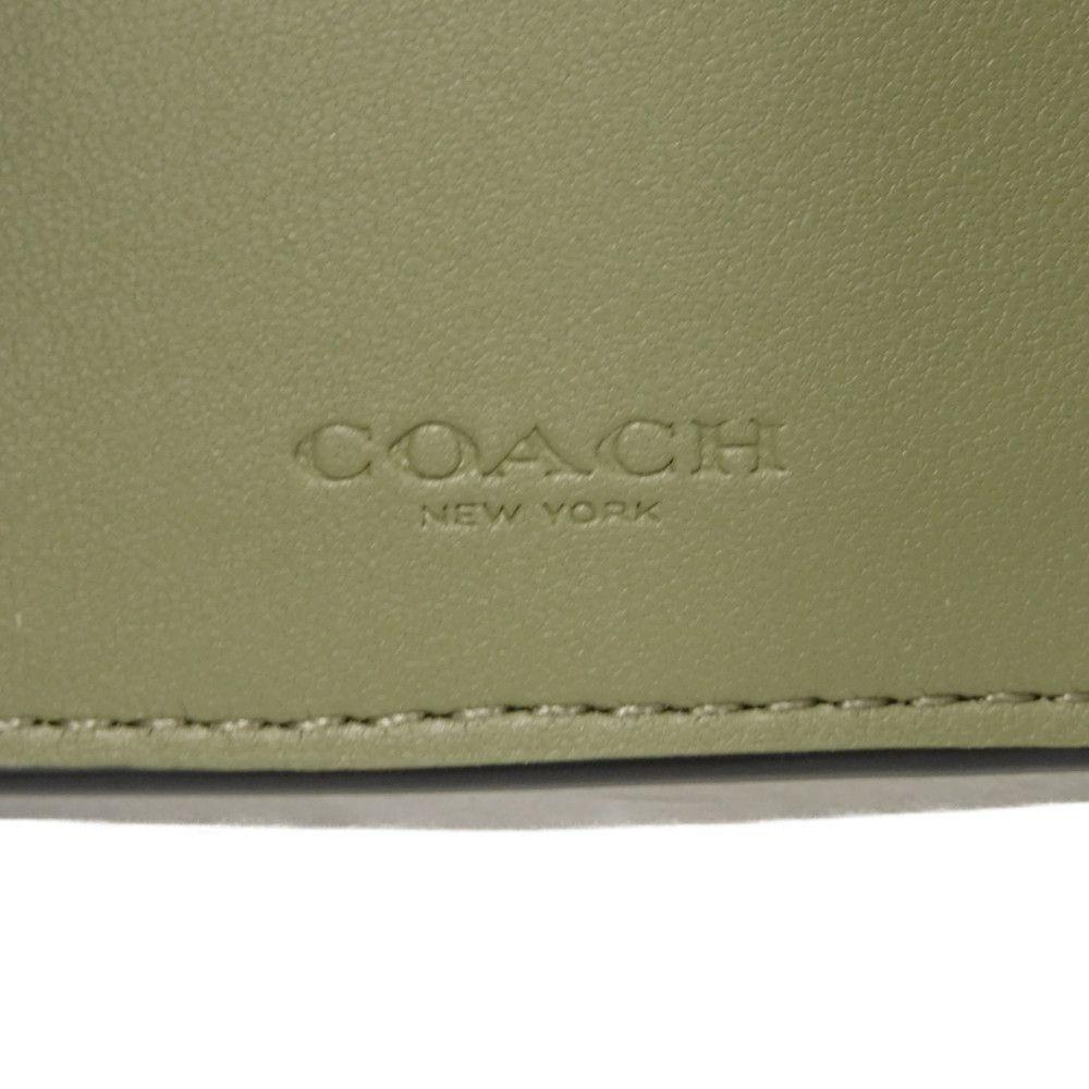 Used 9726 Mini Trifold Wallet CM437 7942 Current C Logo Khaki Green Polished Pebble Unused C Mark Moss Unisex from