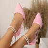 New Temperament Bow Wrapped Stiletto Sandals Women's Pearl Strappy Pointed Toe Shallow Suede Non-slip High Heels