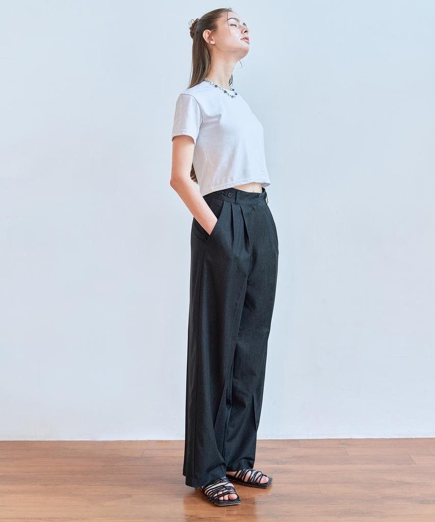THEFRHT Two-Tuck Denim Wide Pants (Black)