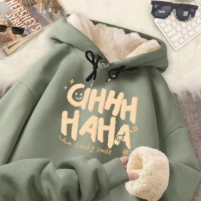 

Men s Autumn/Winter Retro Lambswool Hoodie: Thickened Velvet, Long Sleeve Pullover 2XL