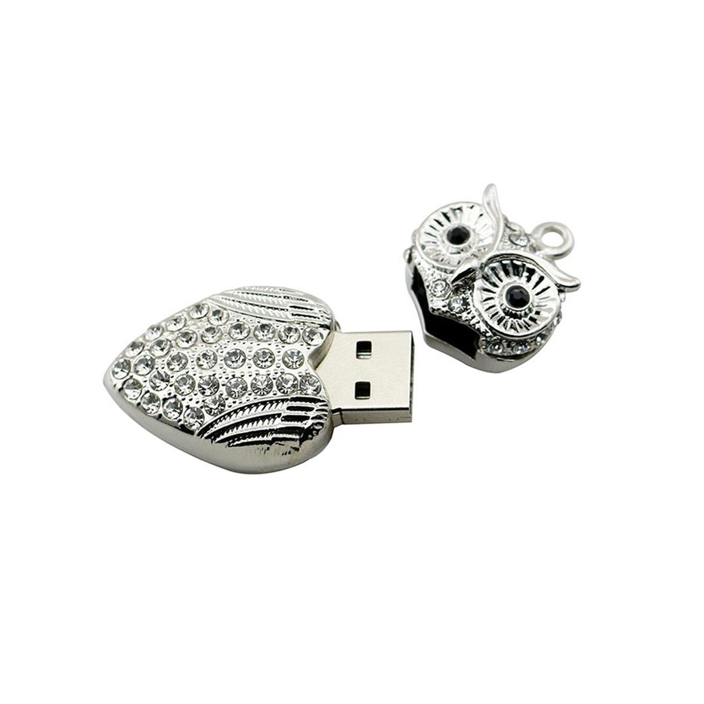 Pingente Coruja de Cristal Pen Drive USB 128GB Pendrive 256GB Animal de Metal Pen Drive 8GB 16GB 32GB 64GB Stick de Memória USB Disco USB