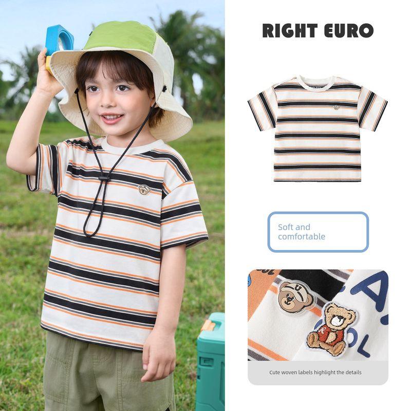 Right-Ou Boys' Cool Short-Sleeve T-Shirt 2026 Summer New Children's Clothing Antibacterial Thin Top for Kids and Babies