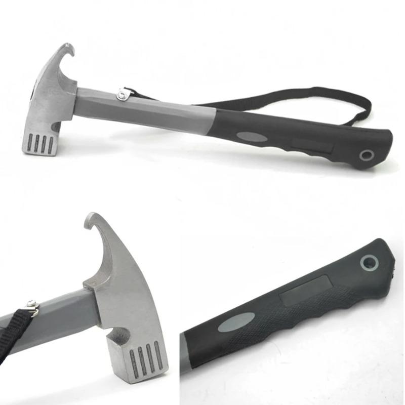Portable Carbon Steel Camping Tent Hammer Tent Peg Stake Puller Mallet Extrator Remover Awning Canopy Multifunction Tool