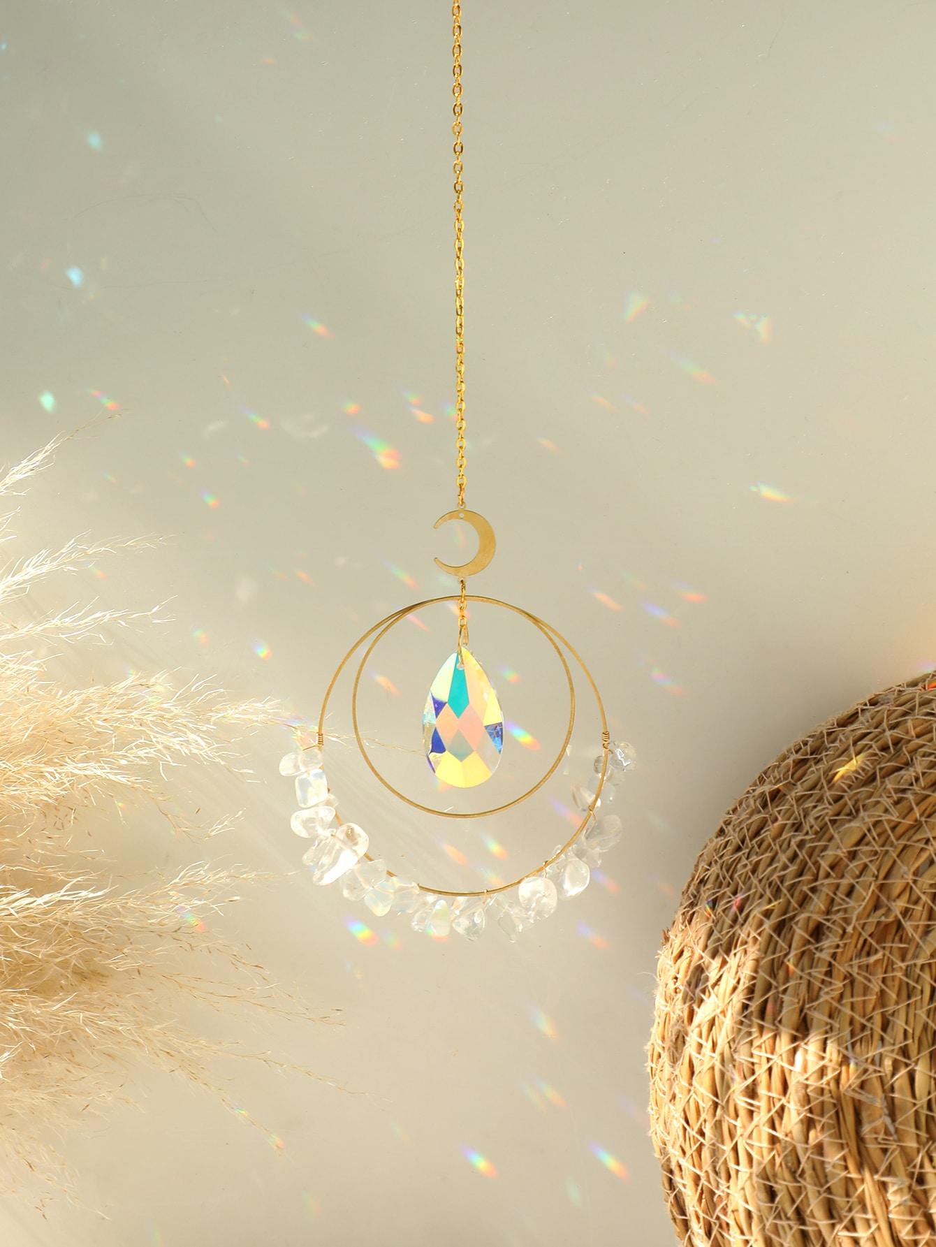 Фиолетовый кристалл Луна Ловец Солнца Декор Подвеска Настенная подвеска на окно Кристалл Ловец Солнца Украшение для дома День матери Подарок девочке Поделки