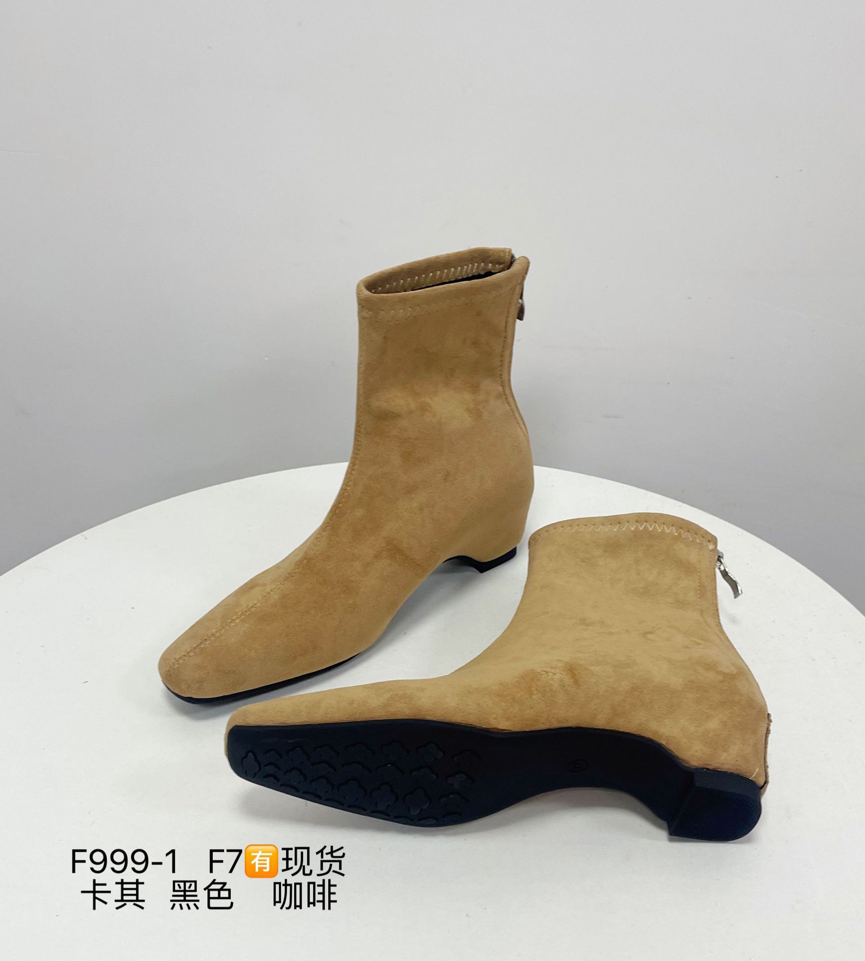 

F999-1 Western Cowboy Boots 2025 New Niche Retro Square Head Suede Side Zipper Martin Boots Women s Short Boots Women s 39 хаки