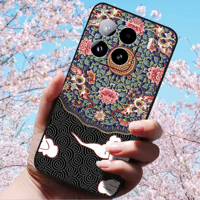For Xiaomi 15 Pro 5G 6.73"Cases 3D Relief Soft Silicone Cover Retro Embossed for Xiaomi 15 5G Phone Mi 15pro 15 3D Soft TPU Case