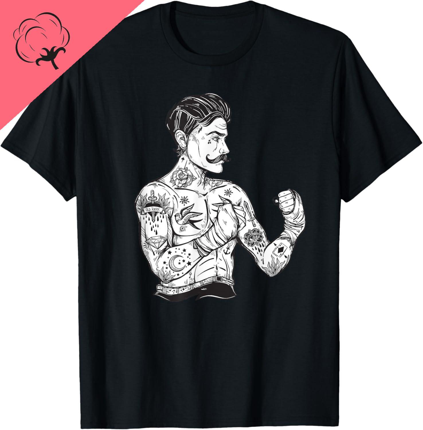 Sports Top T Shirts Vintage Boxing Champion Tattoo TShirt  Camisetas Boho Ink Fighter Tee TShirt S