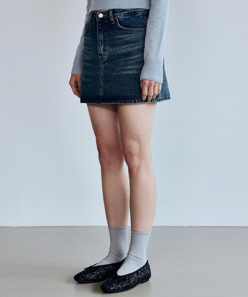 Nigaennikol Washing Denim Mini Skirt_Blue