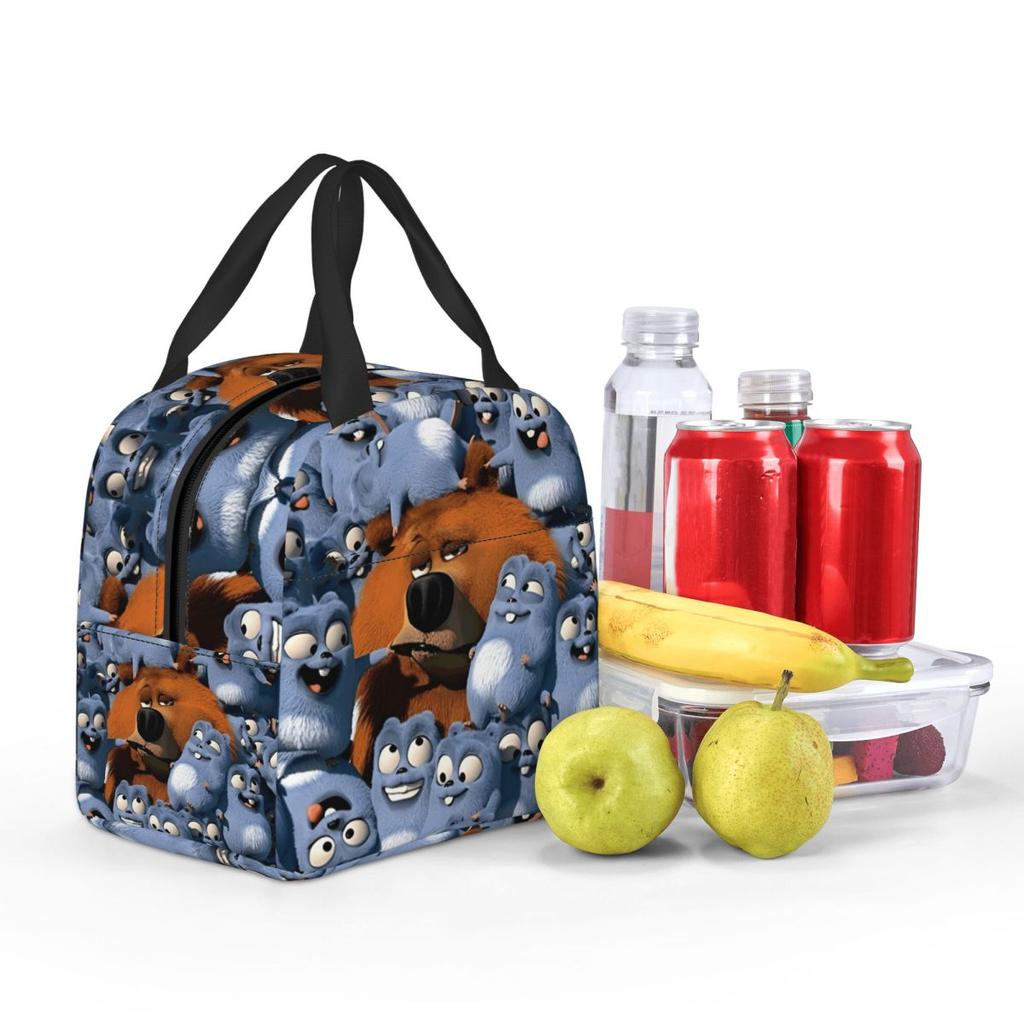 Grizzy And The Lemmings Cartoon Thermal Insulated Lunch Bags for Office Reusable Food Bag Container Cooler Thermal Food Box