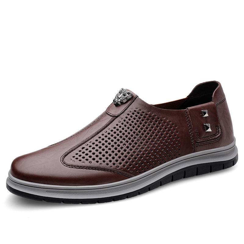 

Fashion Luxury Brand Men s Leather Casual Shoes Breathable Classic Brown Men s Work Shoes Office Business Shoes Wear-resistant Soles 37 коричневый