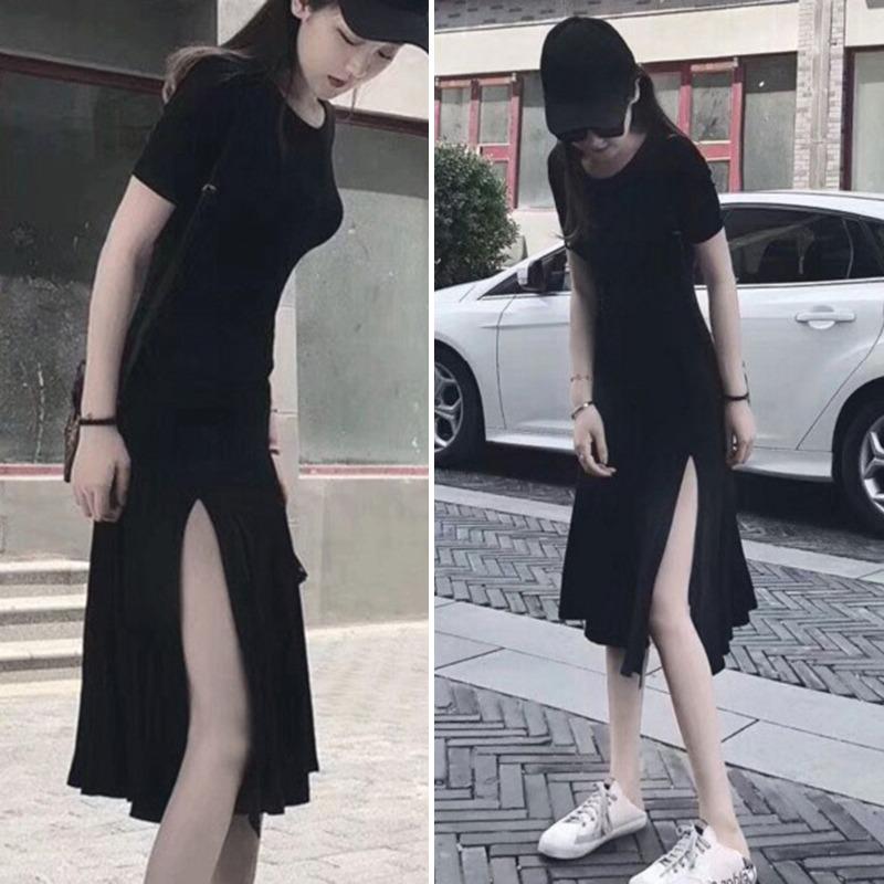 

Женское платье Платье-карандаш с короткими рукавами и высокой талией S чёрный