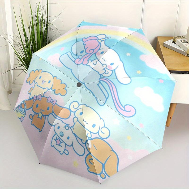 1pc Rainbow Cinnamoroll Sanrio Design Pattern Automatic 3-Fold Umbrella, 8 Iron Frames, High-Value Folding Umbrella, Suitable for Office, Travel and O