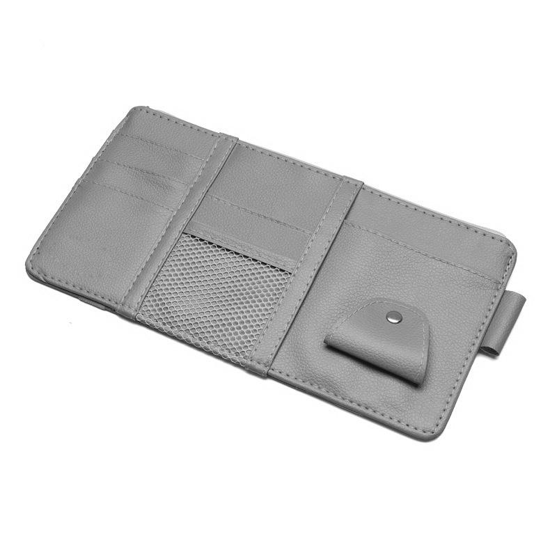 Multifunctional Car Visor Organizer Zippered Sunglasses Clip With Card Holder & Ticket Storage Pouch Auto Interior Accessories