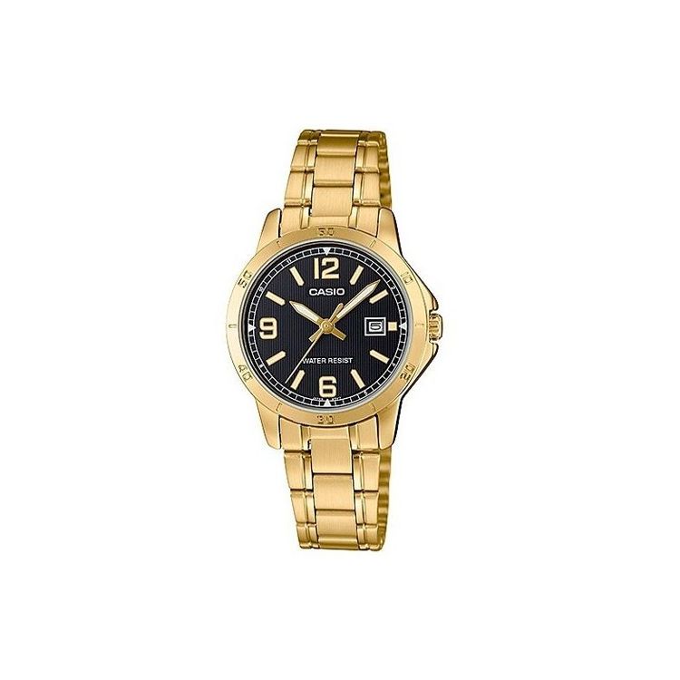 Casio Standard Series Classic Pointer Digital Scale Date Display Waterproof Quartz Movement Stainless Steel Ion Plated Strap LTP-V004G-1BUDF