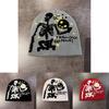 Halloween Skull Knit Hat With No Brim For Fall Winter Cozy Headgear