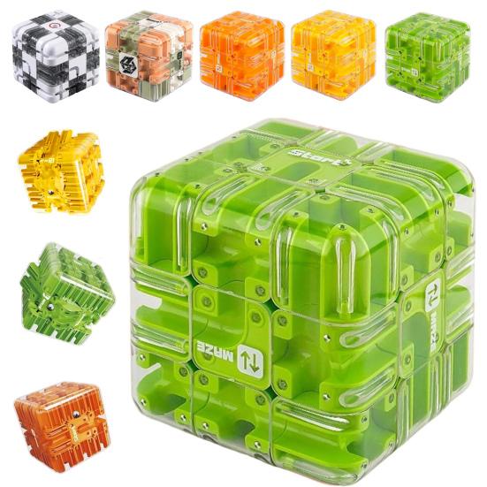 2Pcs Rolling Ball Maze Cube Kids Brain Teaser 3D Puzzle Maze Cube Toddlers Stress Relief Logical Thinking Training Bead Maze Educational Toy