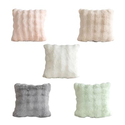 Soft Faux Rabbits Furs Throw Pillow Cover, 3D Soft Plushes Bubble Velvets Cushions Case for Home Decoration