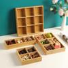 MOLUONA Wooden 6-Compartment Snack Tray with Lid