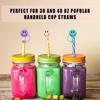 Whaline 4Pcs Smile Face Straw Cover Cap Pink Purple Mint Green Silicone Drinking Straw Topper 10mm 30&40 Oz Reble Straws Covers Double Sided Tumbler
